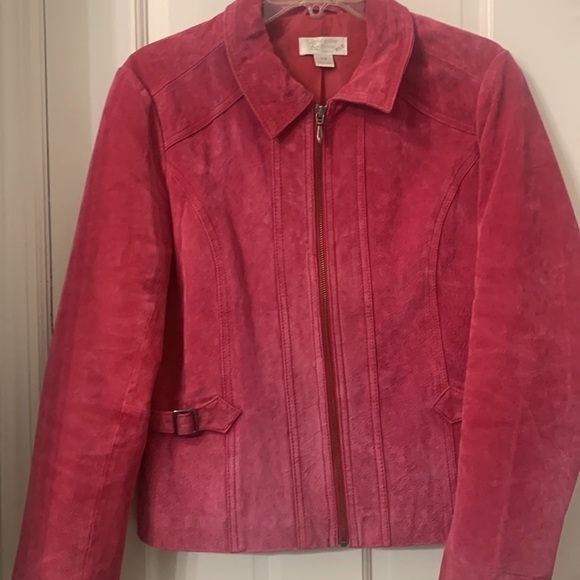 Pink Suede jacket PM 20” pit to pit 22” L EUC - Picture 4 of 5